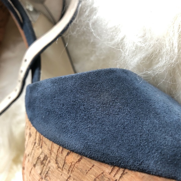 Michael Kors Blue Suede Platform Heeled Sandals - Picture 6 of 6